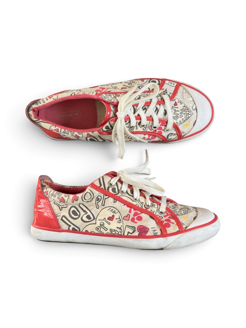 🌺 Women’s Y2K Coach Barrett ‘Poppy Grafitti Heart’ Sneakers